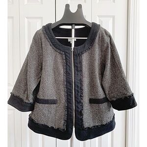 AVENUE Herringbone Salt / Pepper 3/4 Sleeve Jacket